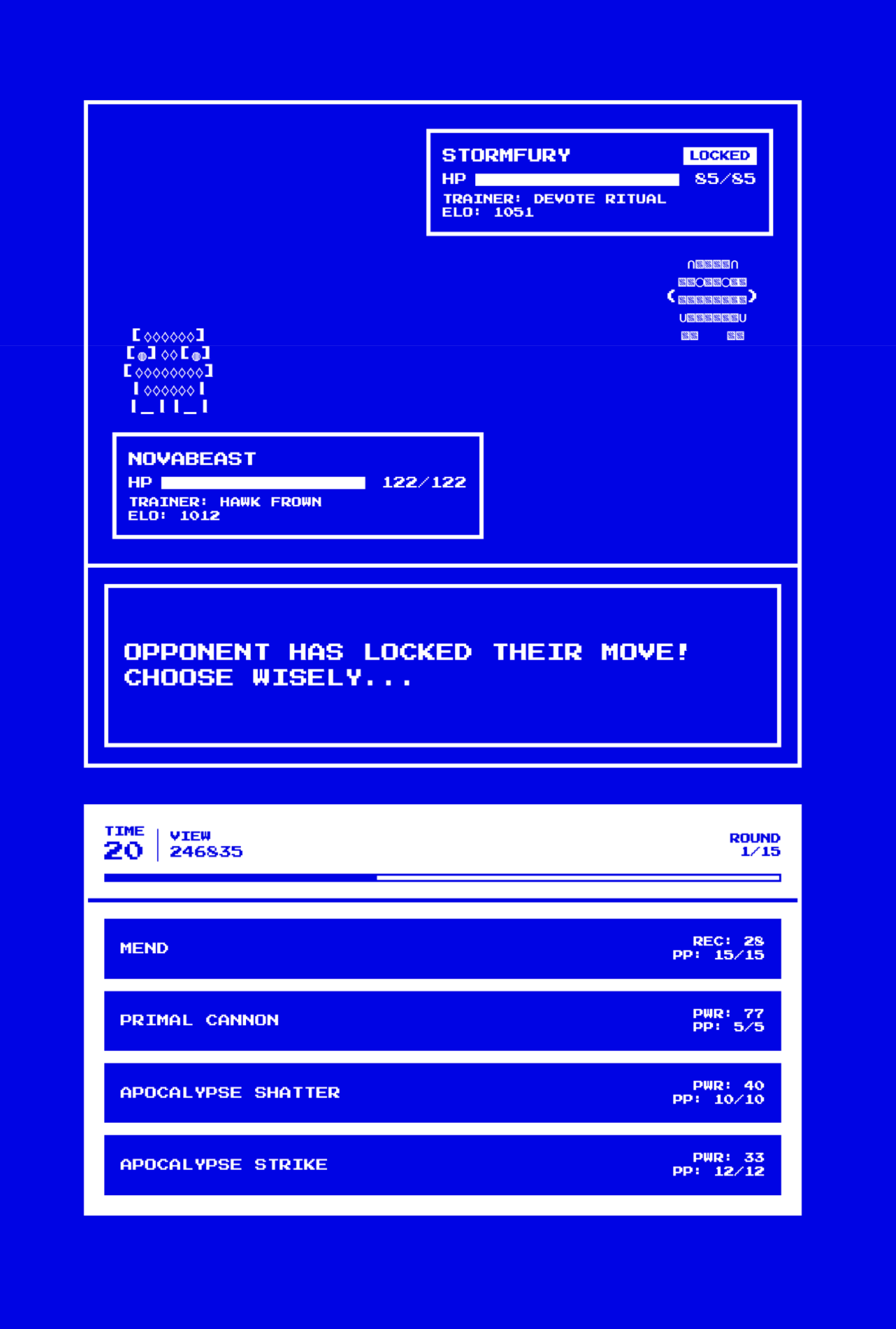 A battle between two trainers on BATTLEWARE